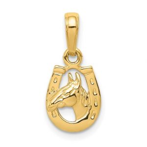 Horseshoe with Horsehead Pendant 14KT/11MM