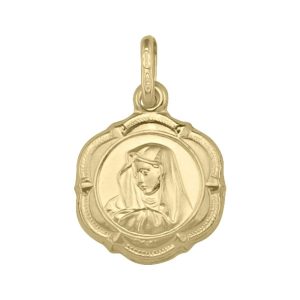 Madonna with Scroll Frame Italian Pendant 10KT/14MM