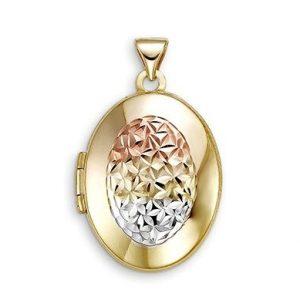 Oval D.Cut Locket Pendant 10KT TC/23MM