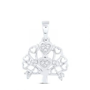 .05TCW Diamond Tree of Life Pendant 10KT WG