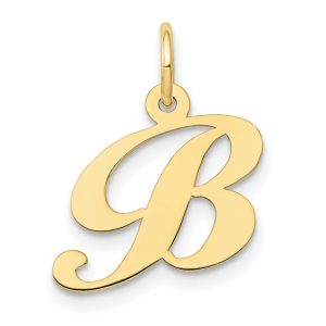 B Script Initial Pendant 10KT/16MM