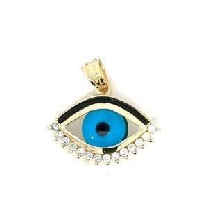 Evil Eye with Cubic Zirconia Pendant 10KT/18MM