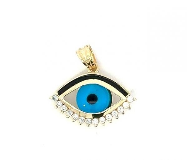 Evil Eye with Cubic Zirconia Pendant 10KT/18MM