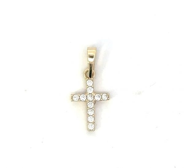 Cubic Zirconia Baby Cross Pendant 10KT/11MM