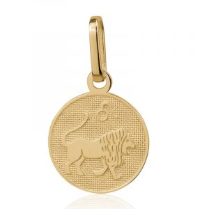 Leo Zodiac Round Disc Pendant Engravable 10KT 12MM/Leo