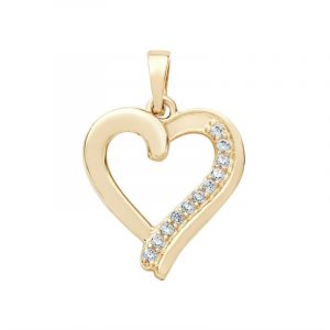 Cubic Zirconia Heart Pendant 10KT/15MM