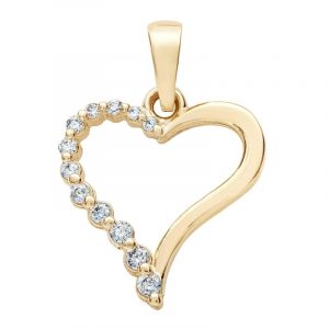 Open Heart with Cubic Zirconia Graduated Pendant 10KT/15MM