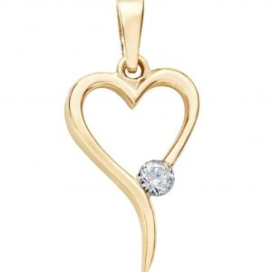 Modern Heart with Cubic Zirconia Pendant 10KT/16MM