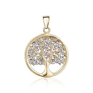 Tree Of Life Round Framed Pendant 10KT TT/18MM