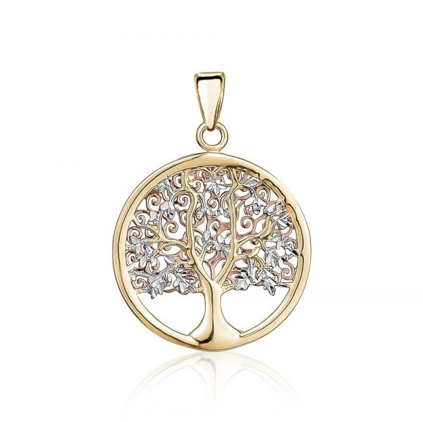 Tree Of Life Round Framed Pendant 10KT TT/18MM