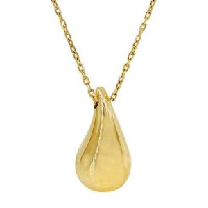 Rain Drop Slider Puffed Pendant with 16" Chain 10KT/15MM