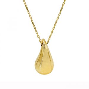 Rain Drop Slider Puffed Pendant with 18" Chain 10KT/13MM