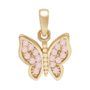 Sim. Opal Pave Butterfly Pendant 10KT/10MM