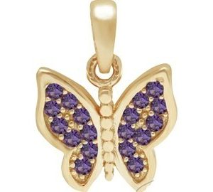 Sim. Amethyst Pave Butterfly Pendant 10KT/10MM