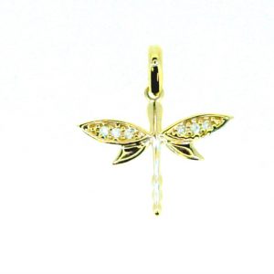 Dragonfly with Cubic Zirconia Pendant 10KT/17MM