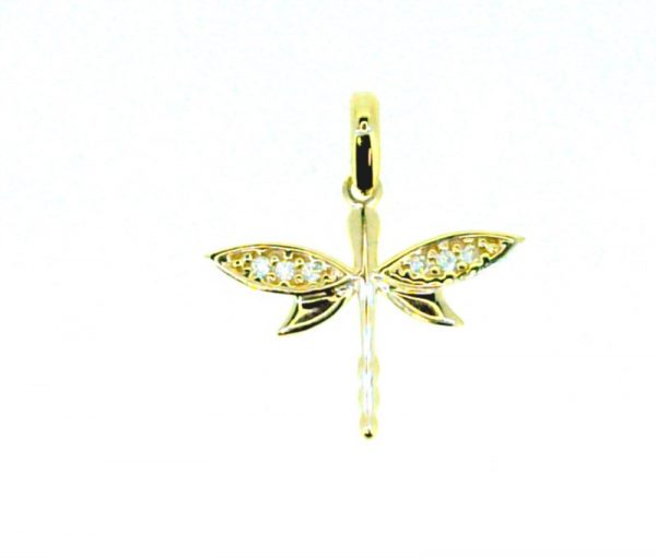 Dragonfly with Cubic Zirconia Pendant 10KT/17MM