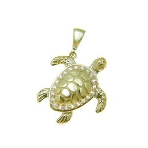 Turtle with Cubic Zirconia Pendant 10KT/16MM