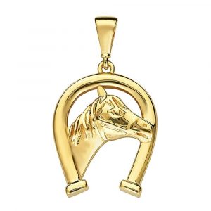 Horsehead & Horseshoe Pendant 10KT/15MM