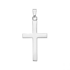 Plain High Polish Flat Cross Pendant 10KT WG/20MM