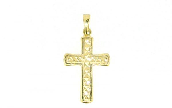 D.Cut with Plain Border Cross Pendant 10KT/19MM