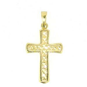 D.Cut with Plain Border Cross Pendant 10KT/19MM