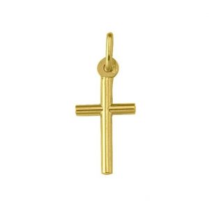 2MM Tube Baby Size Cross Pendant Italian 18KT/20MM