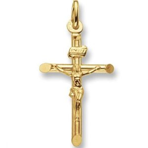 3MM Tube Crucifix Pendant Italian 18KT/35MM