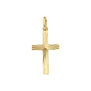 2MM D.Cut Flat Cross Pendant 10KT/20MM