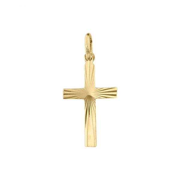 2MM D.Cut Flat Cross Pendant 10KT/20MM