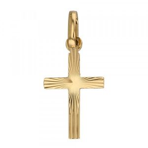 3MM D.Cut Flat Cross Pendant 10KT/20MM
