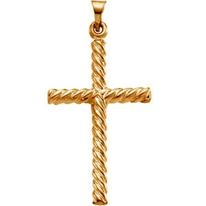 5MM Tube Cable Design Cross Pendant 10KT/52MM