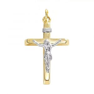 4MM Square Edge Tube Crucifix Pendant 10KT TT/30MM