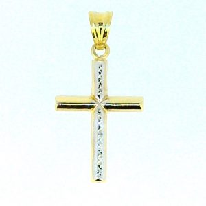 3MM Tube D.Cut Centre Cross Pendant 10KT TT/27MM