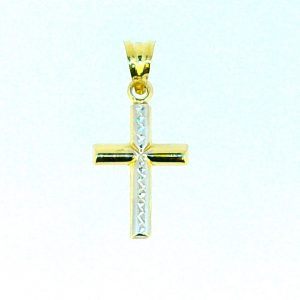 3MM Tube D.Cut Centre Cross Pendant 10KT TT/23MM