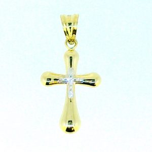 Fancy D.Cut Cross Pendant 10KT TT/25MM