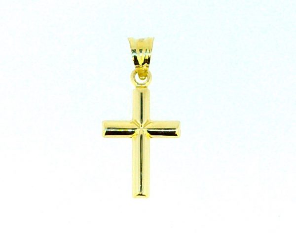3MM Tube D.Cut Centre Cross Pendant 10KT/23MM