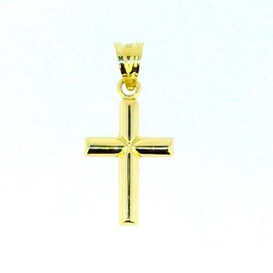 3MM Tube D.Cut Centre Cross Pendant 10KT/23MM