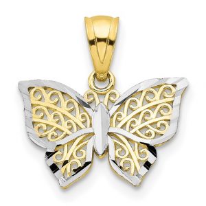 Filigree Butterfly Pendant 10KT TT/14MM