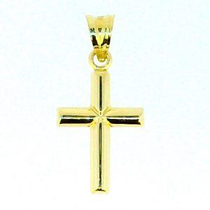 3MM Tube High Polish Cross Pendant 10KT/25MM