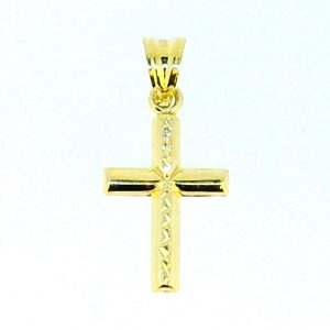 3MM Tube D.Cut Centre Cross Pendant 10KT/23MM