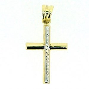 3MM Tube D.Cut Centre Cross Pendant 10KT TT/27MM