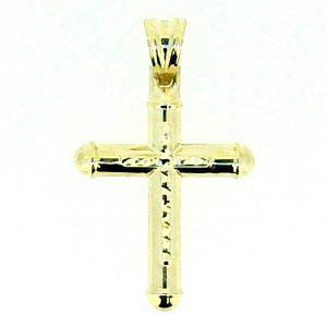 4MM Tube D.Cut Centre Cross Pendant 10KT/28MM