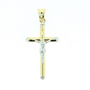 3MM Tube Crucifix Pendant 10KT TT/35MM