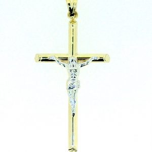 3MM Tube Crucifix Pendant 10KT TT/48MM