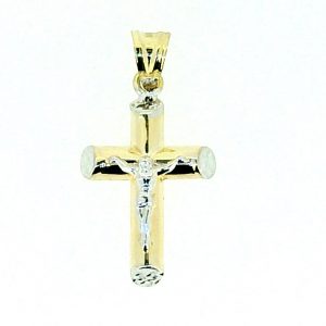 4MM Tube Crucifix Pendant 10KT TT/26MM