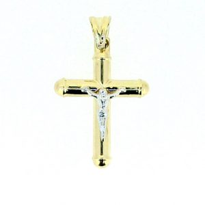 4MM Tube Crucifix Pendant 10KT TT/28MM