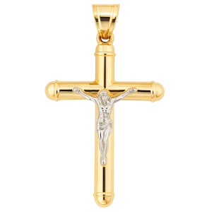 4MM Tube Crucifix Pendant 10KT TT/35MM