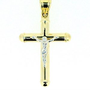 4MM Tube Crucifix Pendant 10KT TT/35MM