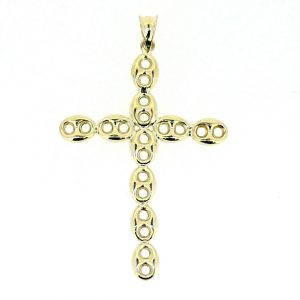 5MM Puffed Mariner Link Cross Pendant 10KT/43MM