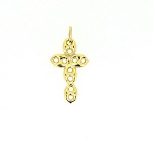 5MM Puffed Mariner Link Cross Pendant 10KT/22MM